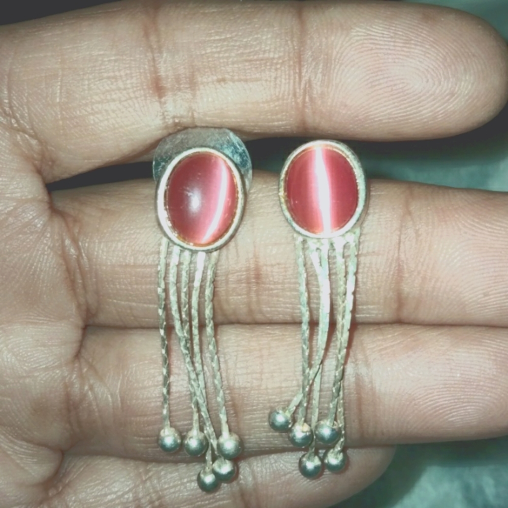 Dangling pink stone earrings